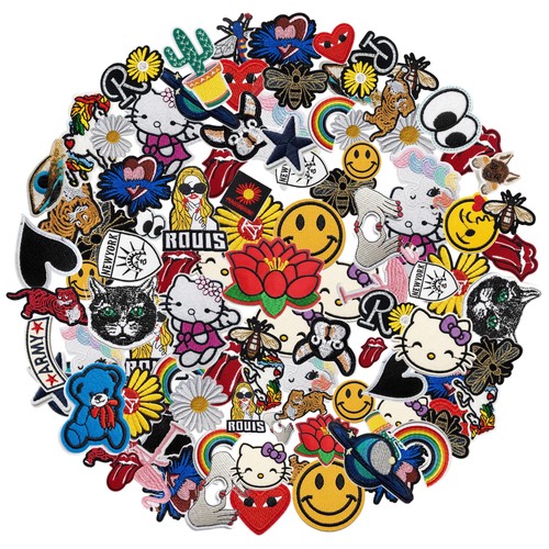 Assorted embroidered patches - assorted,