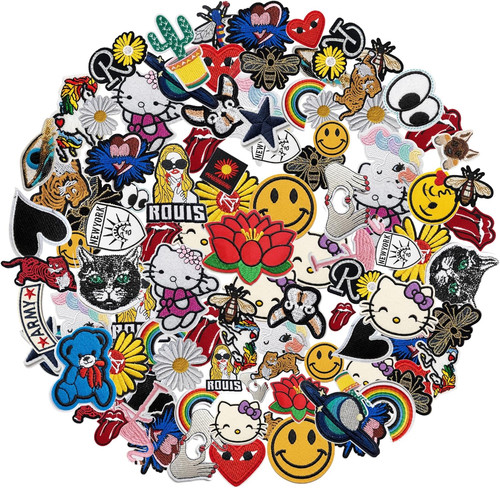 Assorted embroidered patches - assorted,